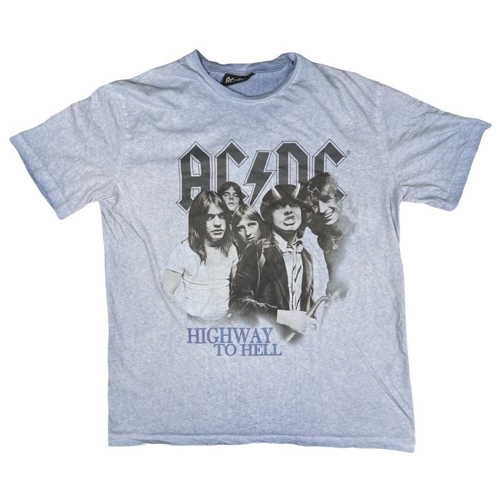 ACDC Highway To Hell‎ Band T Shirt Mens Large Blue Graphic Rock Tee